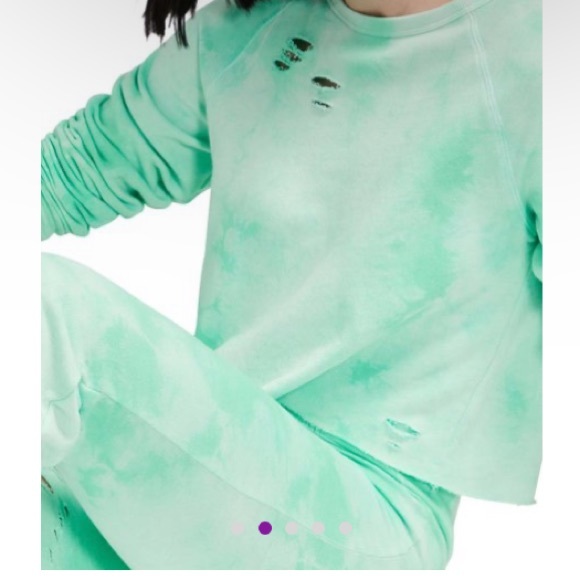 NEW Wildfox Green Ash Plasma Distressed AccentWorld Tour Crewneck Sweatshirt - Picture 2 of 6